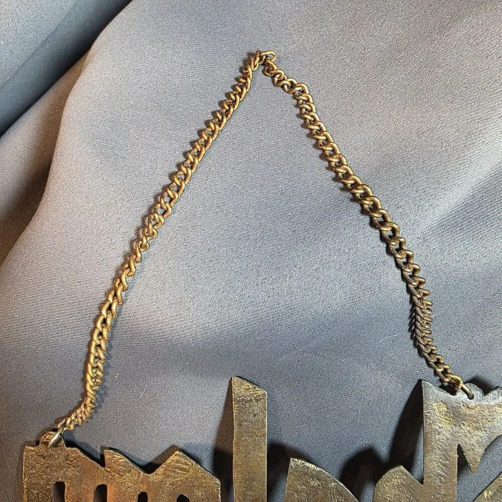 Vintage Brass SHALOM Jewish Jerusalem 5 Hook Key Holder Hanger Wall Hanging